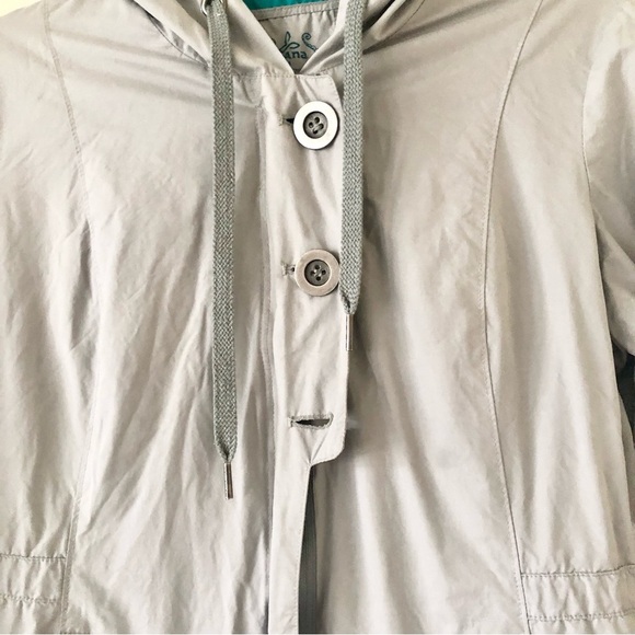 PrAna Gray and Teal Abby Lightweight Hooded Windbreaker Rain Jacket Size Medium - Picture 4 of 15
